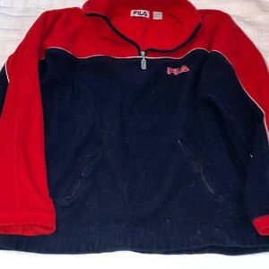 Fila Men's Zip-Up Sweater in Red and Black Pullover XL